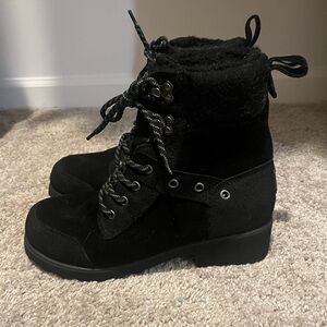 Women's Black Lace-Up Boots